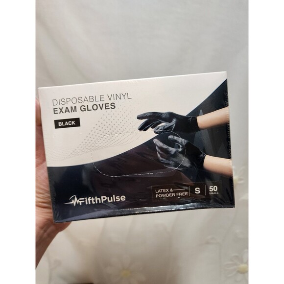 Fifth Pulse Black Small Exam Gloves 3pks Box Bundle Disposable Vinyl Single Use - Picture 2 of 6